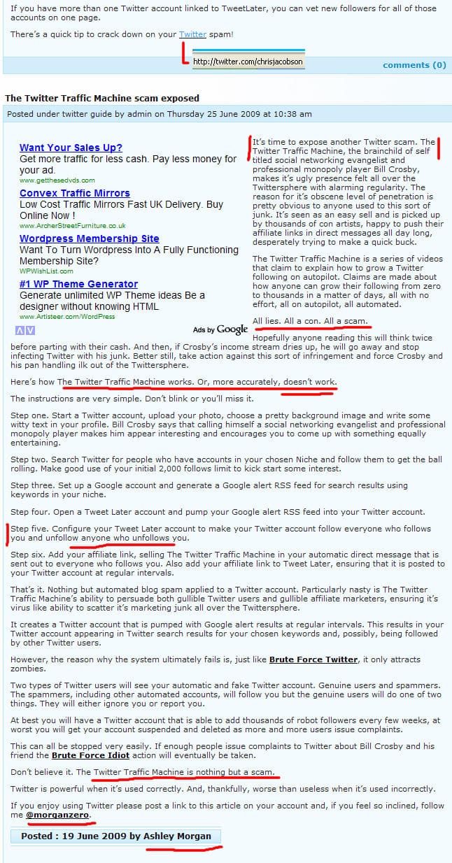 Spam - Twittertraffic scam